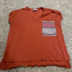 Zara Orange Boxy T-Shirt with Crew Neck